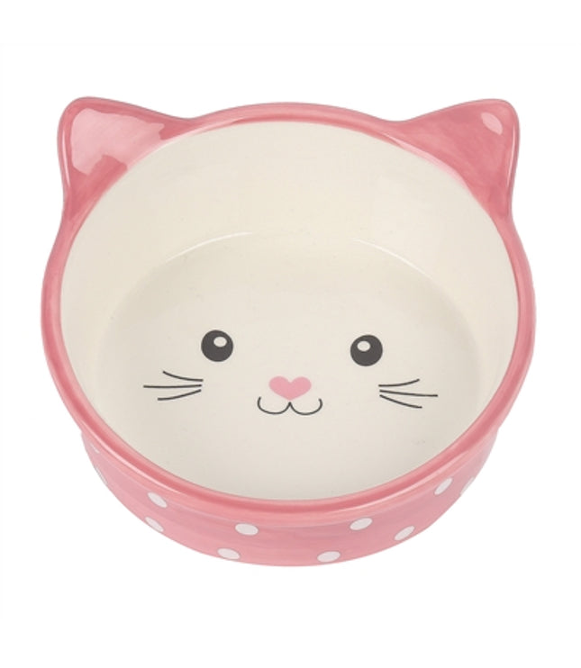 Happy Pet Voerbak Kat Polka Roze / Creme