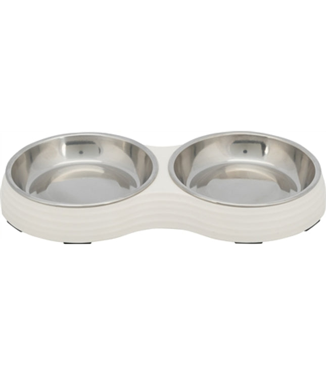 Trixie Voerbak Kat Dubbel Melamine / Rvs Wit