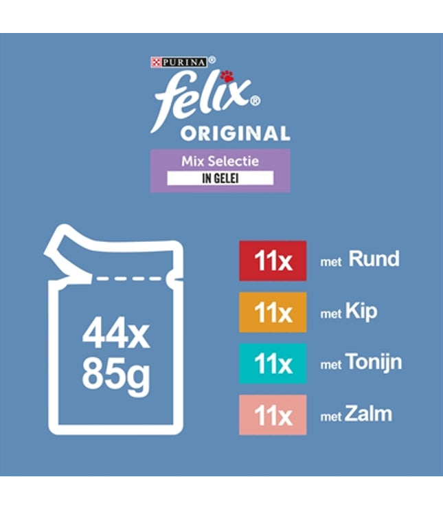 Felix Pouch Original In Gelei Mix Box Rund / Kip / Tonijn / Zalm