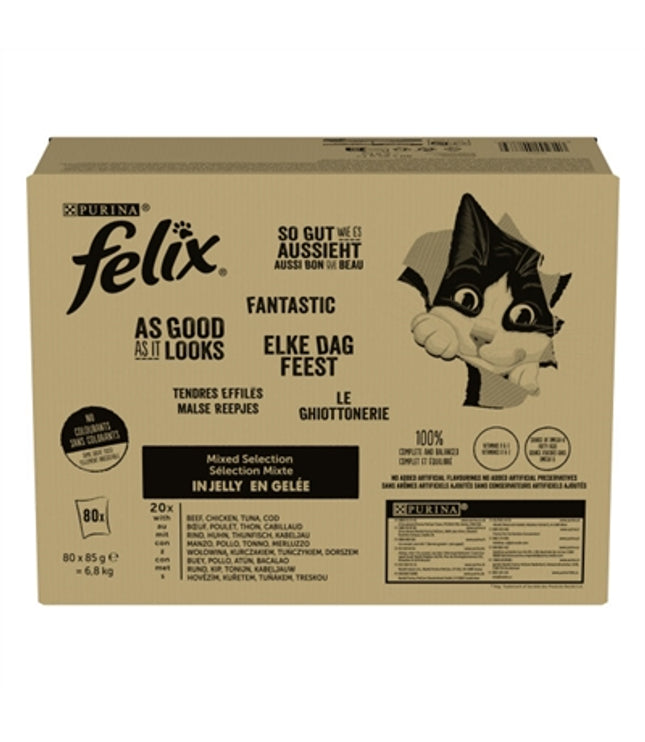 Felix Pouch Elke Dag Feest In Gelei Tonijn / Kabeljauw / Rund / Kip