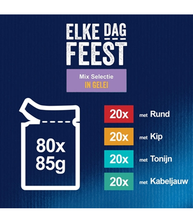 Felix Pouch Elke Dag Feest In Gelei Tonijn / Kabeljauw / Rund / Kip