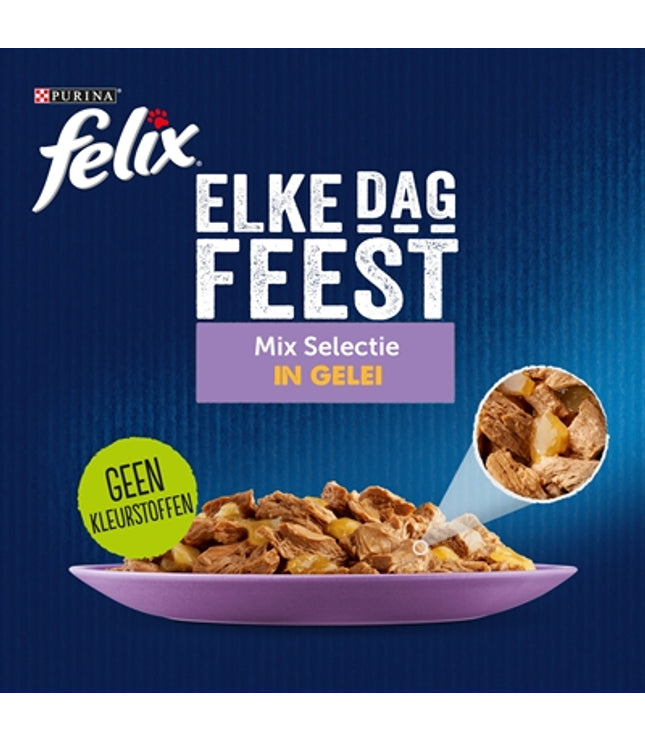 Felix Pouch Elke Dag Feest In Gelei Tonijn / Kabeljauw / Rund / Kip
