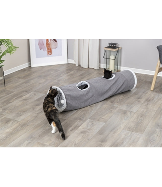 Trixie Katten Speeltunnel Harvey Velours / Pluche Grijs