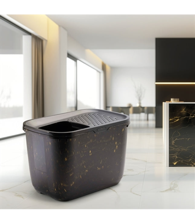 Savic Kattenbak Hop In Marble Zwart / Goud