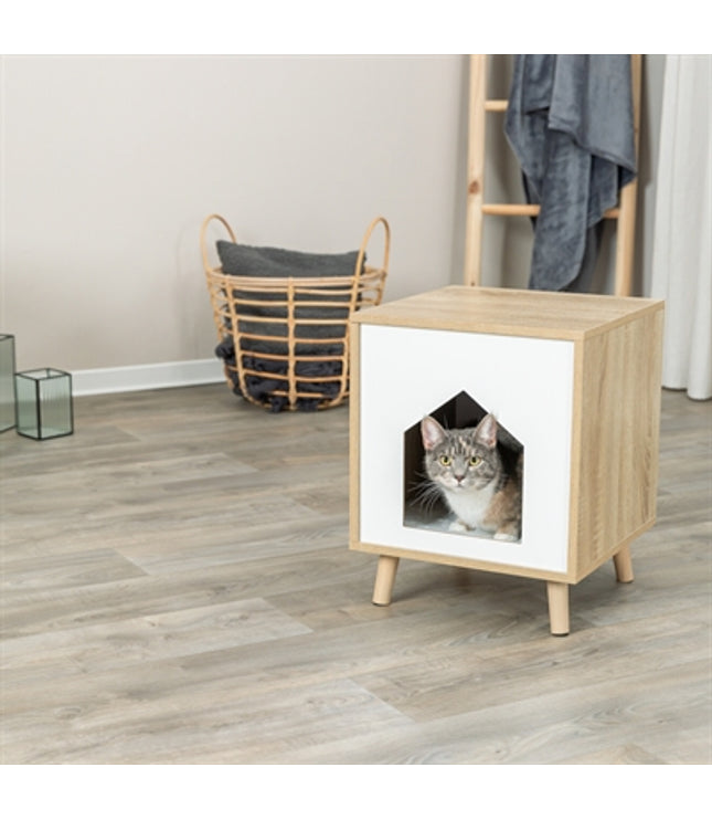 Trixie Kattenmand Huis Isa Houtlook Lichtbruin / Wit