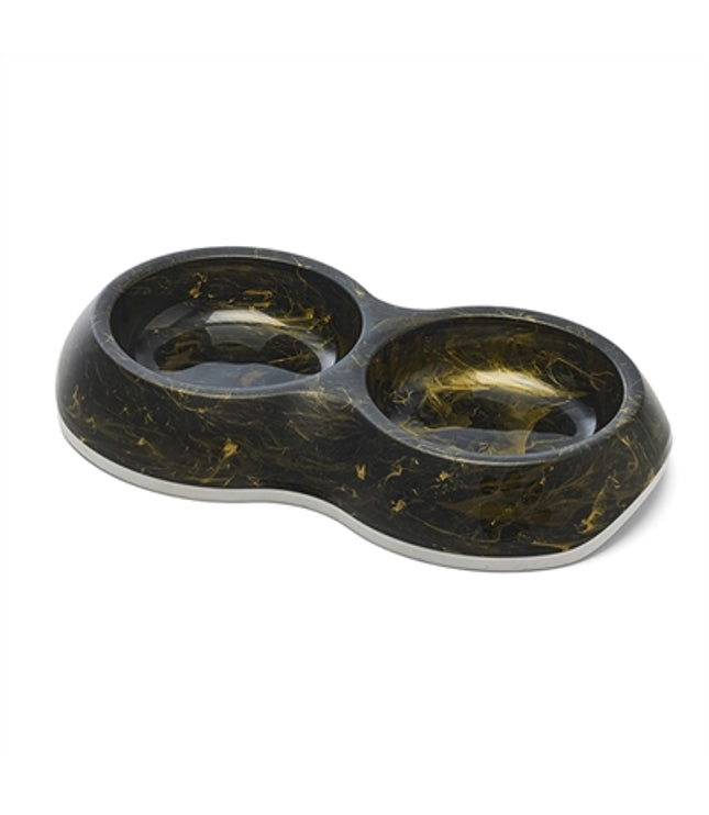 Savic Voerbak Delice Dubbel Marble Zwart / Goud