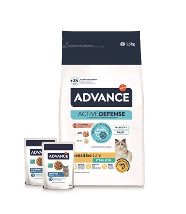 Advance Cat Sterilized Sensitive Salmon + 2 Pouches Codfish
