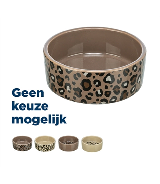 Trixie Voerbak / Drinkbak Leo Kat Keramiek Panterprint Assorti