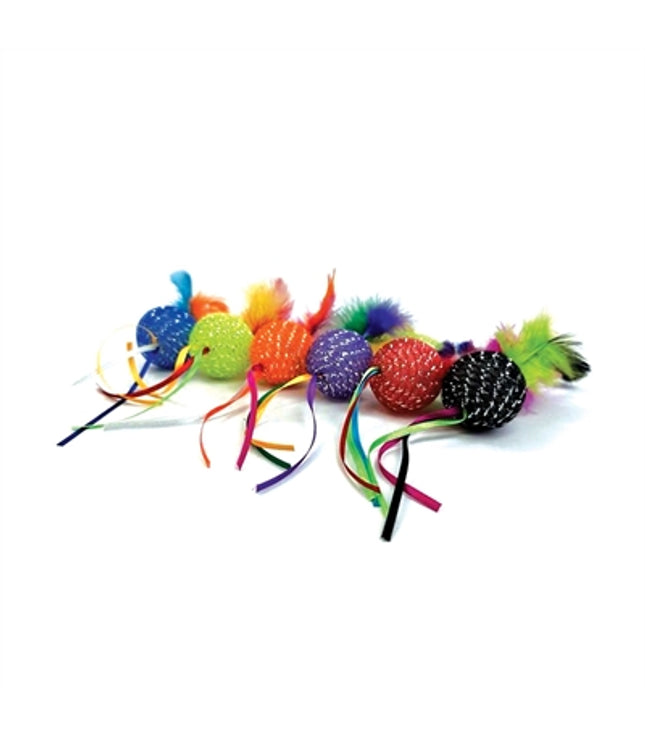 Happy Pet Tabby Patch Glitterbal Met Ratel En Veren