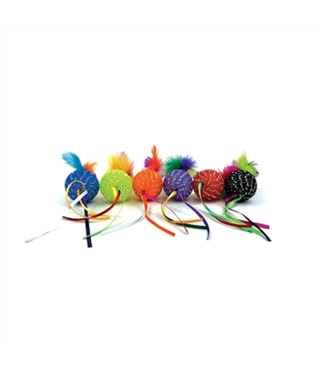 Happy Pet Tabby Patch Glitterbal Met Ratel En Veren