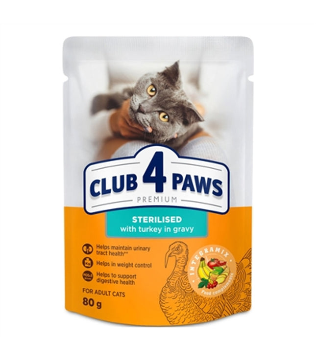 Club 4 Paws Premium Adult Sterilised Pouch Kalkoen In Saus