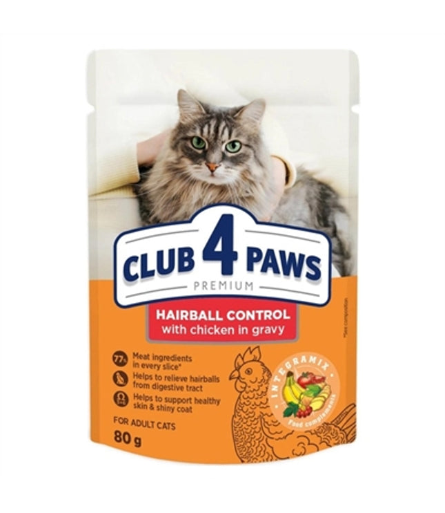 Club 4 Paws Premium Adult Hairball Control Pouch Kip In Saus