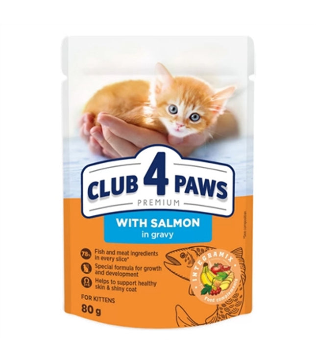 Club 4 Paws Premium Kitten Pouch Zalm In Saus