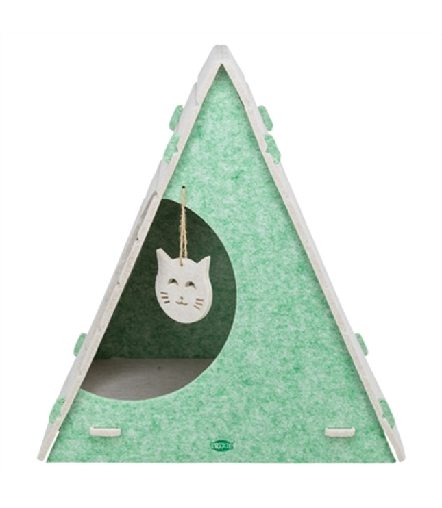 Trixie Kattenmand Speelbox Lucy Driehoekig Vilt Zand / Groen