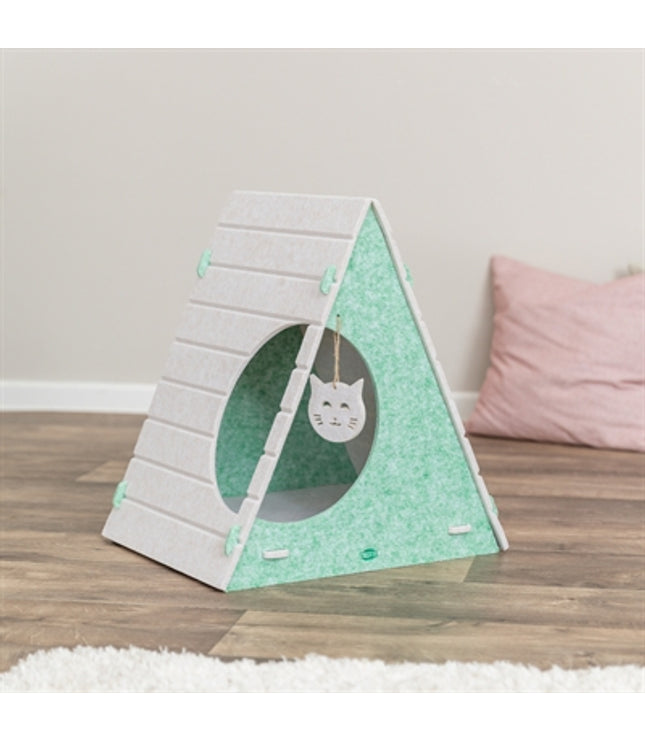 Trixie Kattenmand Speelbox Lucy Driehoekig Vilt Zand / Groen