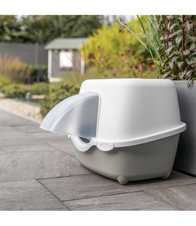 Trixie Kattenbak Davio Top Outdoor Met Kap Grijs / Wit