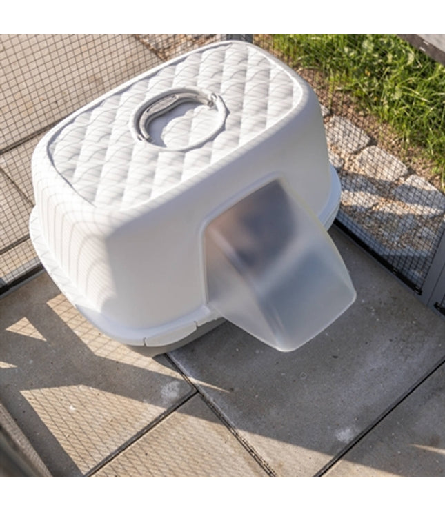 Trixie Kattenbak Davio Top Outdoor Met Kap Grijs / Wit